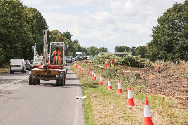 Work is being carried out to widen the A259 in Angmering