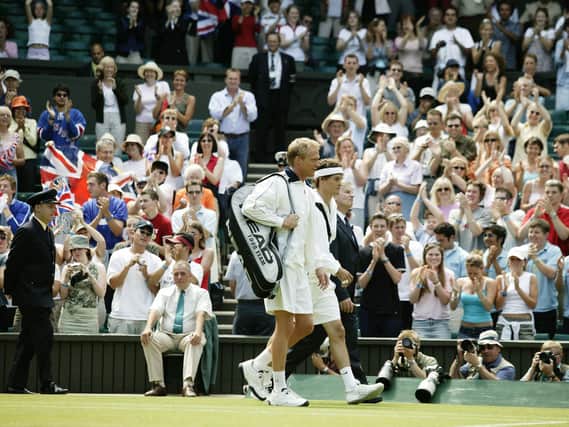 Actor Paul Bettany walks out on to Centre Court during filming for the forthcoming film "Wimbledon" Picture:Phil Cole/Getty Images