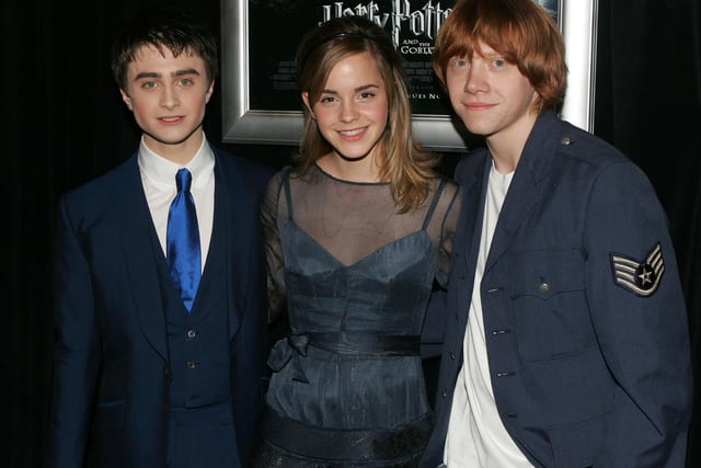 The spectacular white cliffs of Seven Sisters, between Seaford and Eastbourne in East Sussex, feature in this Harry Potter film. Pictured: Actors Daniel Radcliffe, Emma Watson and Rupert Grint at the premiere in New York in 2005. (Photo by Peter Kramer/Getty Images)
