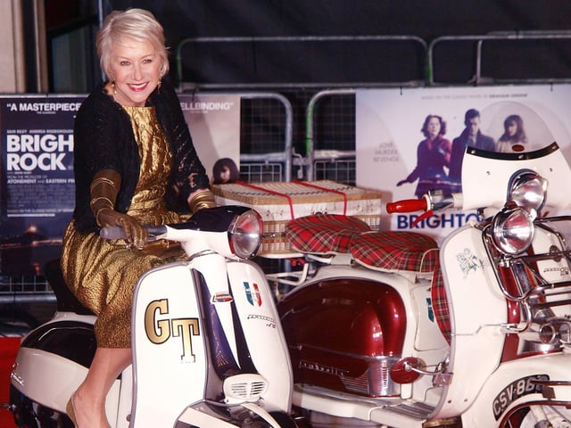 This remake, which features Dame Helen Mirren, was largely filmed in Eastbourne, with Eastbourne Pier standing in for Brighton Pier, and at Beachy Head. Dame Helen Mirren poses on a 1950s scooter Brighton Rock' at London's Leicester Square