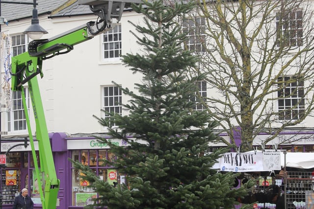 Christmas tree erected in South Street Square on December 2 after second national lockdown ended