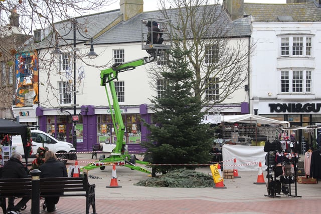 Christmas tree erected in South Street Square on December 2 after second national lockdown ended