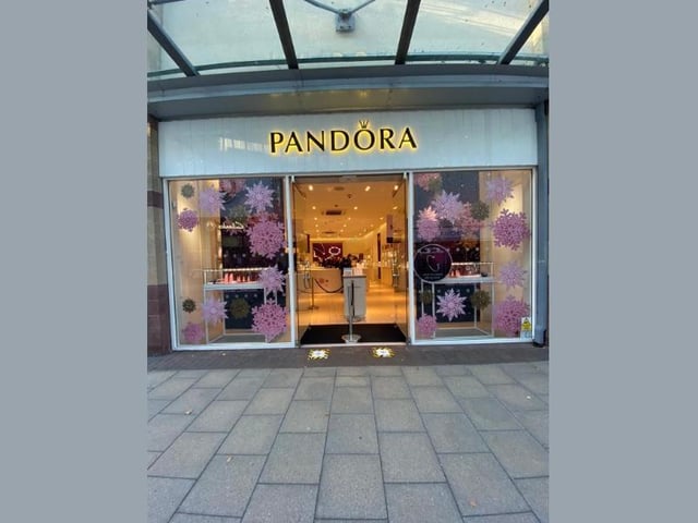 Pandora created a festive display in the shop window