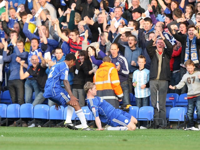 May 2011: Posh 2, MK Dons 0. One of the great London Road nights as a Grant McCann free kick, a scrambled Craig Mackail-Smith goal and a miracle tackle by James Wesolowski clinched a 4-3 aggregate victory for Posh in the League One play-off semi-final. McCann is pictured celebrating his goal.