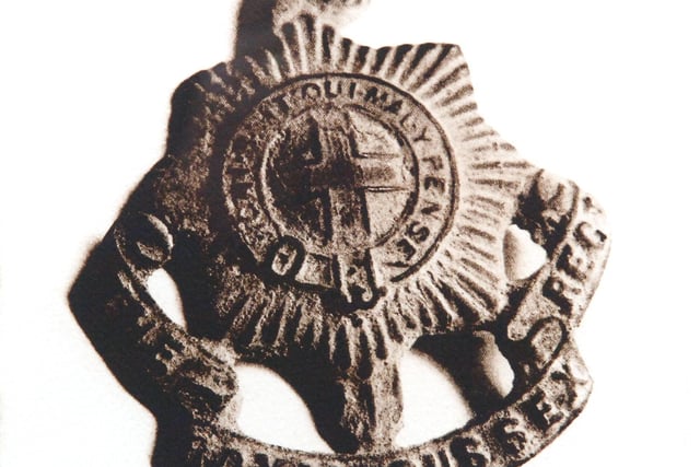 A Royal Sussex Regiment badge found at the site