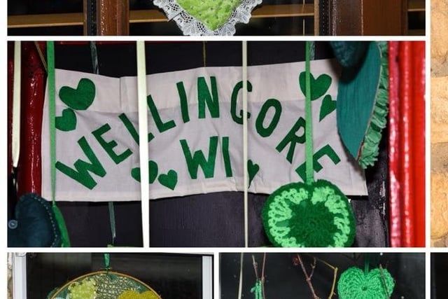 Green hearts in house windows around Wellingore by the WI members. EMN-210402-121049001