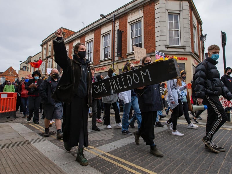 Kill the Bill/Reclaim These Streets joint protest in Northampton. Photo: Leila Coker