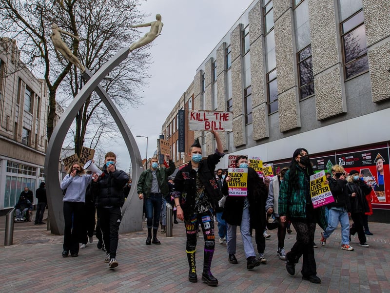 Kill the Bill/Reclaim These Streets joint protest in Northampton. Photo: Leila Coker