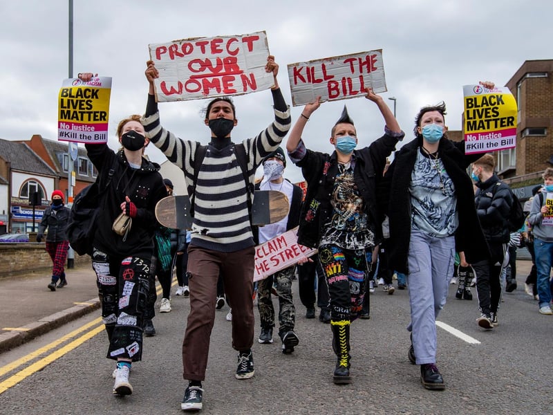 Kill the Bill/Reclaim These Streets joint protest in Northampton. Photo: Leila Coker