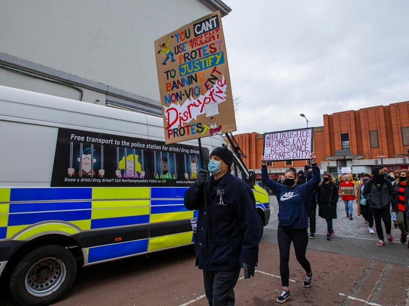 Kill the Bill/Reclaim These Streets joint protest in Northampton. Photo: Leila Coker