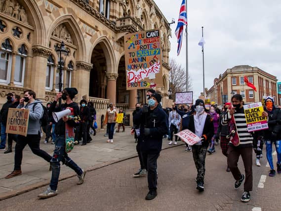 Kill the Bill/Reclaim These Streets joint protest in Northampton. Photo: Leila Coker