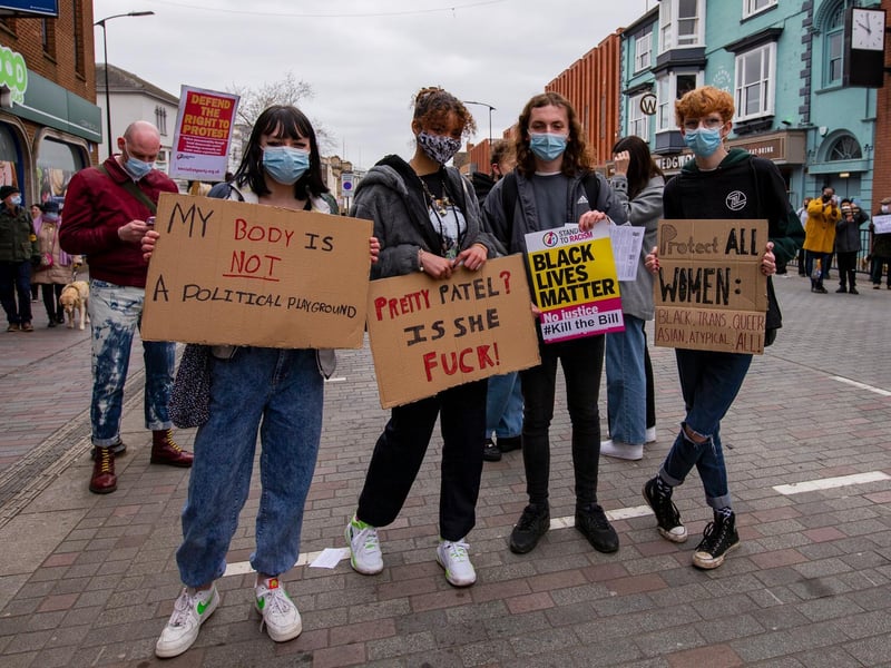 Kill the Bill/Reclaim These Streets joint protest in Northampton. Photo: Leila Coker