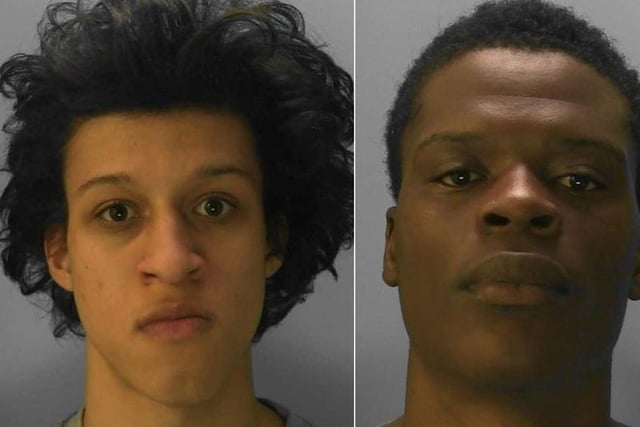 Ashley Roberts-Araujo,19, (left) and Inno Makolo, 21, have been jailed for an attack which left a teenager with life-changing injuries in Eastbourne. Both admitted wounding with intent and possession of an offensive weapon in a public place when they appeared in court on May 21. The charges related to an assault in Terminus Road on Saturday 10 April in which a 17-year-old boy suffered a significant stab wound to the stomach. Makolo, unemployed, of Chatsworth Road, Hackney, was sentenced to six years detention in a young offenders institution and Roberts-Araujo, a scaffolder, of Sutton Way, Kensington, was sentenced to six years imprisonment. Both were also given sentences of six months, to run concurrently with the six year sentences, for possession of offensive weapons.
