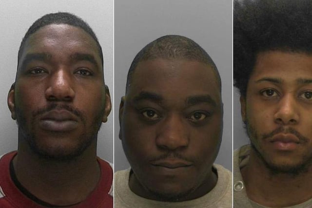 A long term police operation in which West Sussex officers disrupted a 'County Lines' drugs gang bringing drugs into the area from London, has resulted in sentences for eight people, all convicted of being concerned in the supply of Class A drugs. In May 2018 officers carrying out Operation Highwood executed a series of search warrants at addresses in Bognor Regis and London, seizing large quantities of crack cocaine, heroin, cash and mobile phones used to deal drugs, on what was known as the 'Ghost Line'.​ After a series of separate trials, sentencing was completed at Portsmouth Crown Court on Monday 22 November. Daniel Olugbosun (left), 30, was given a total sentence of five years and six months, his brother Michael Olugbosun (centre), 29, was given a Section 37 Hospital Order of detention under the Mental Health Act 1983 - both were from Blackfriars Rd, London SE1 - and Amir Abrahams-Hodge (right) 26, of Bradgate Rd, London SE6, was given a five years and four months sentence
