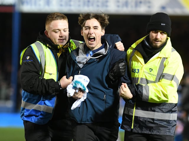 One City fan ran onto the pitch but seemed to be rewarded with a special souvenier.