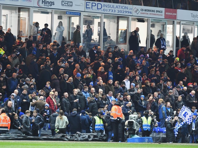 Posh fans at the Weston Homes Stadium on Tuesday (March 1).