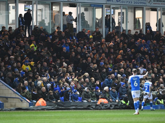 Posh fans at the Weston Homes Stadium on Tuesday (March 1).