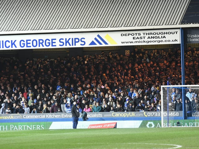 Posh fans at the Weston Homes Stadium on Tuesday (March 1).