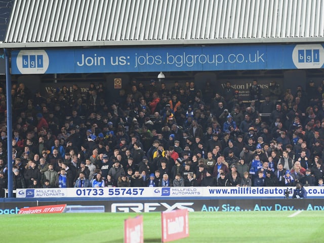 Posh fans at the Weston Homes Stadium on Tuesday (March 1).