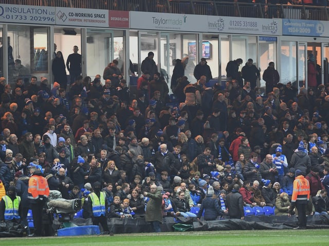 Posh fans at the Weston Homes Stadium on Tuesday (March 1).