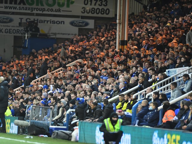 Posh fans at the Weston Homes Stadium on Tuesday (March 1).