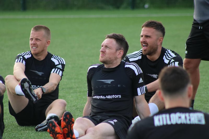 Terry Hawkridge, Matt Tootle and Luke Shiels take some instructions on board. Photo: Oliver Atkin