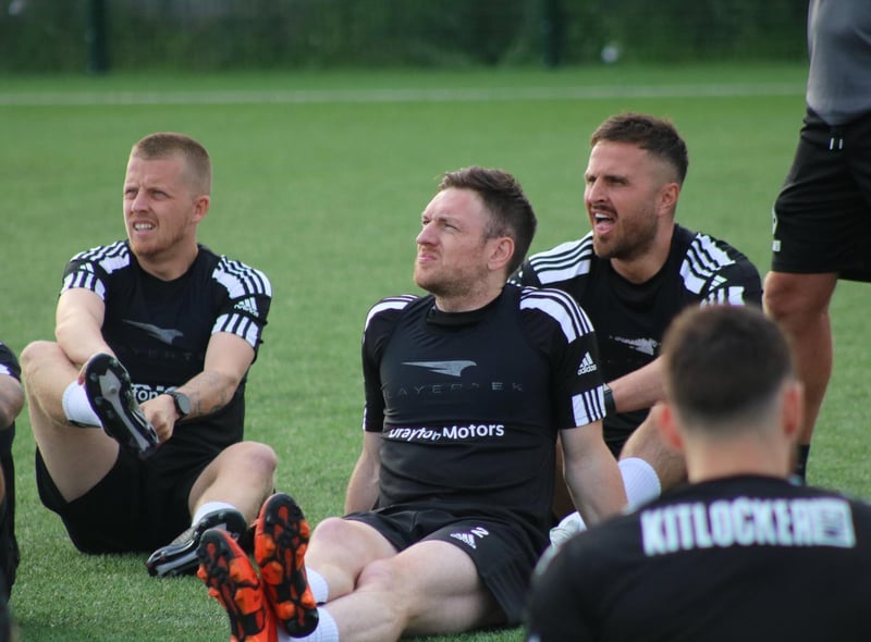 Terry Hawkridge, Matt Tootle and Luke Shiels take some instructions on board. Photo: Oliver Atkin