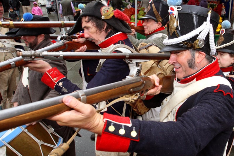 Napoleonic army re-enactors in Horsham town centre. Picture: Derek Martin DM11295039a