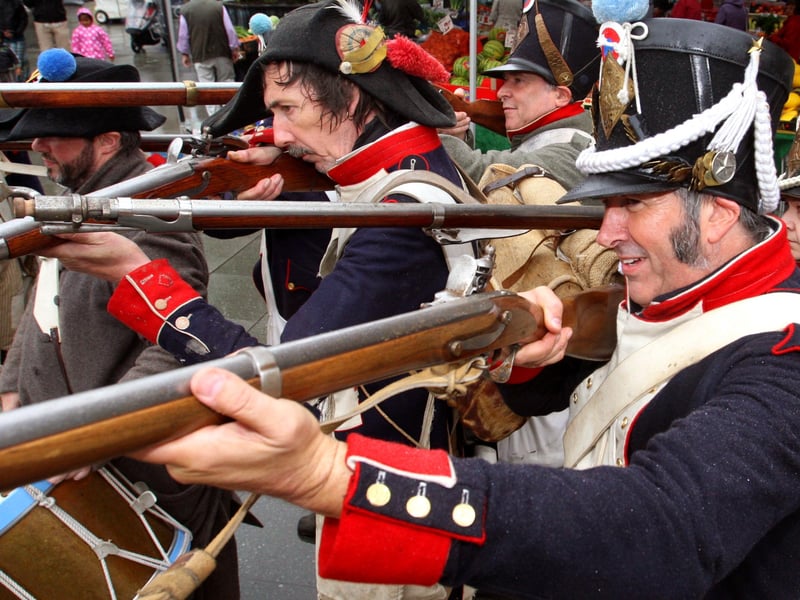 Napoleonic army re-enactors in Horsham town centre. Picture: Derek Martin DM11295039a
