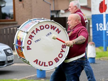 Twelfth of July celebrations in Portadown today as six local bands paraded through streets and estates in a socially distanced manner. (Photo: Pacemaker Press)