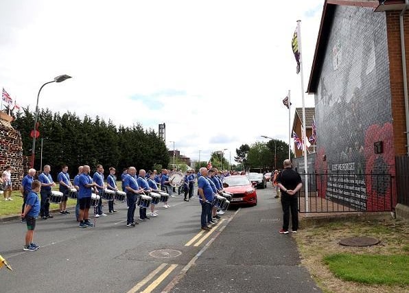 Twelfth of July celebrations in Portadown today as six local bands paraded through streets and estates in a socially distanced manner. (Photo: Pacemaker Press)