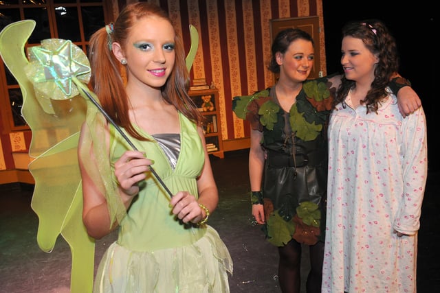Wendy (Emma Laverty) Peter Lauren Bowden) and Tinkerbell ( Victoria Laverty) from the Stewartstown Amateur Dramatics Society production of Peter Pan currently running in the Burnavon Arts & Cultural Centre.mm03-167ar.