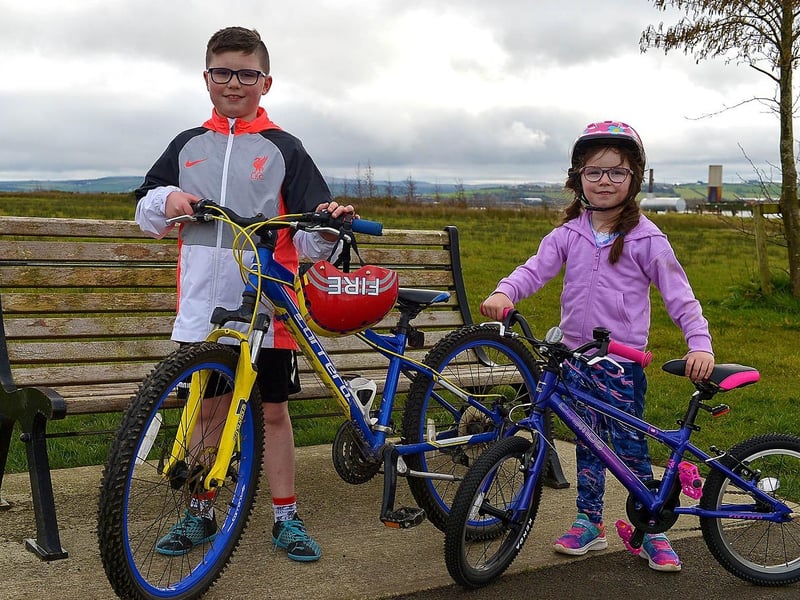 Sean Sweeney, age 9, with his sister Katherine (6) in Culmore Country Park recently. DER2110GS – 028