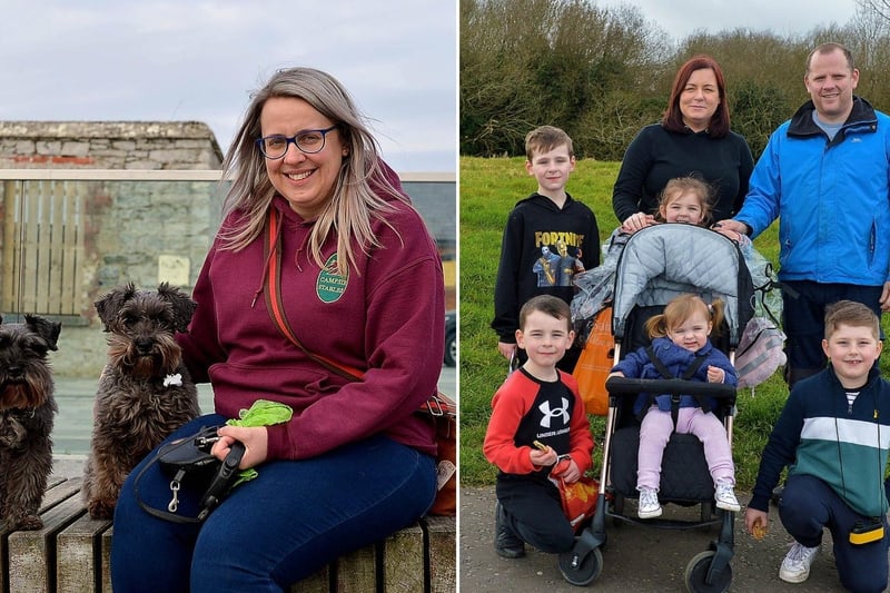 LEFT: Caroline Kelly pictured with her two Schnauzer Terriers Molly and Poppy in Ebrington Square recently. Photos: George Sweeney. DER2110GS – 010
RIGHT: The McFarland family pictured visiting Bay Road Park recently. DER2112GS – 009