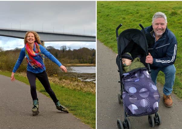 LEFT: Joanna O’Donnell exercises on skates in Bay Road Park recently. DER2112GS – 012
RIGHT: George Cregan’s grandson Jacob has a nap during a recent visit to Bay Road Park. DER2112GS – 010