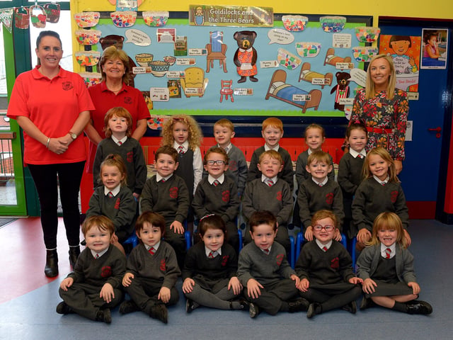 Miss Deery’s (on the right) P1 class at Holy Family Primary School. Included in the photo are Miss Marie and Miss Anne. DER2140GS – 014