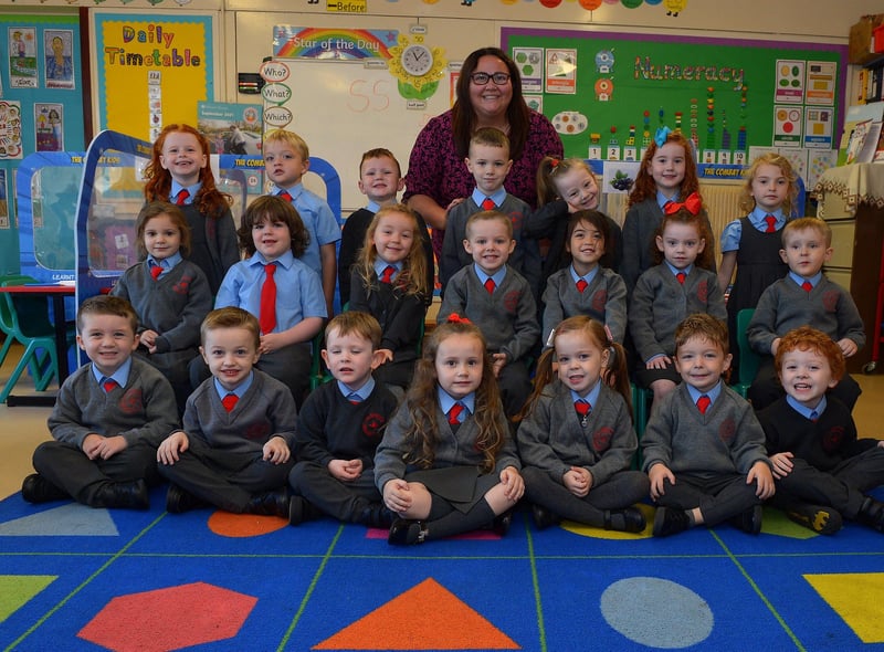 Miss Glenn pictured with her St Brigid’s Primary 1 class. DER2137GS - 010