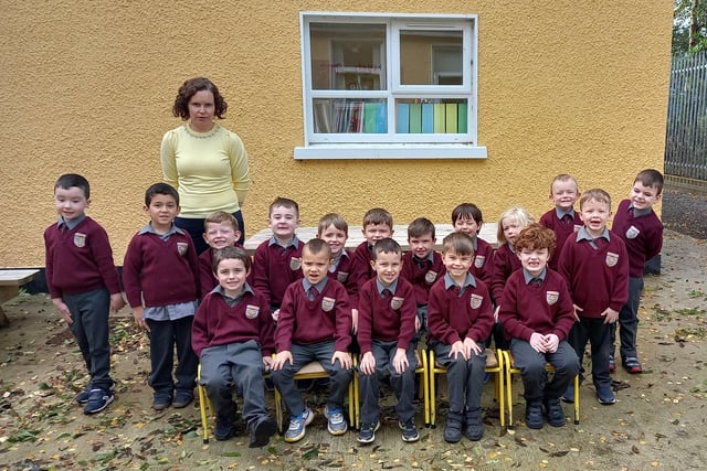 Junior Infants, St. Patricks Boys National School, Carndonagh with Teacher Deborah McGettigan.