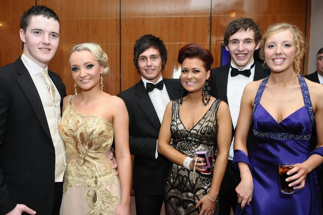 PIctured at Foyle College's annual Formal in the City Hotel are, DEan BRadley, Arneil Long, David Murdock, Hannah Patton, Tom Burns and Caroline Chestnutt. Picture Martin McKeown. Inpresspics.com. 26.11.10