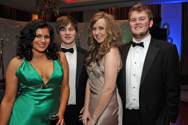 PIctured at Foyle College's annual Formal in the City Hotel are, Lindsay McCorkell, Jason McQuaid, Susie Dickey, Dermott O'Donnell. Picture Martin McKeown. Inpresspics.com. 26.11.10