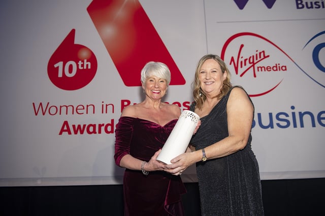 Pamela Ballentine, event host and recipient of the 2022 Lifetime Achievement Award, alongside Roseann Kelly, CEO of Women in Business