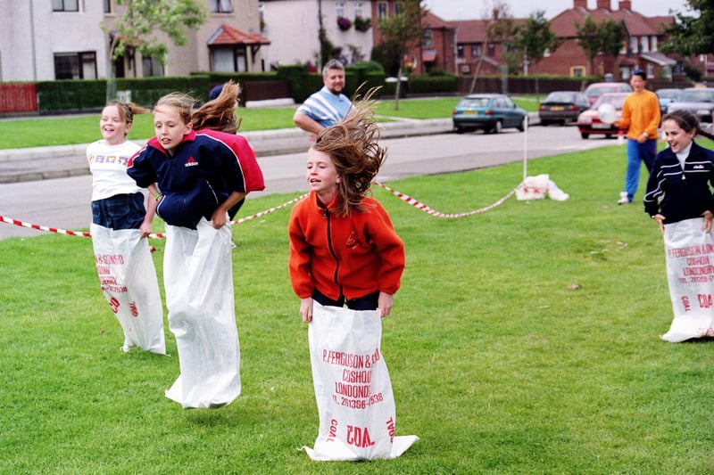 Creggan Festival sack race, Broadway.