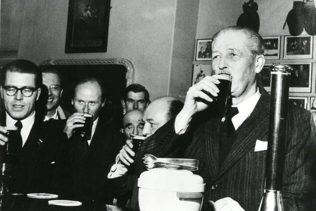 A photo which is believed to have been taken in the Square Ring in 1977 after it had changed its name from the Spotted Cow. Pictured is Harold Macmillan on a visit to the Hartlepool pub.