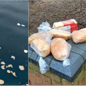 Piles of bread have been dumped at Doncaster Lakeside.