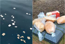 Piles of bread have been dumped at Doncaster Lakeside.