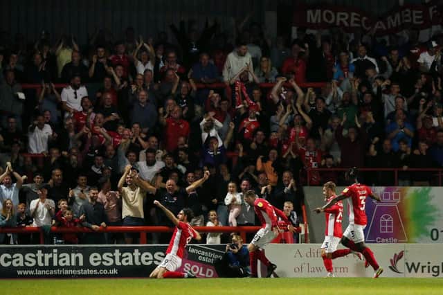 In-form Cole Stockton celebrates after scoring against Preston in the Carabao Cup. Photo by Charlotte Tattersall/Getty Images