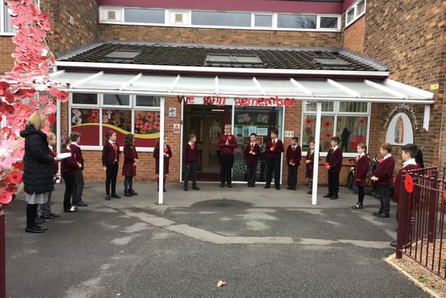 Pupils at Holy Family Catholic Primary School, in Stainforth, created their own remembrance tribute