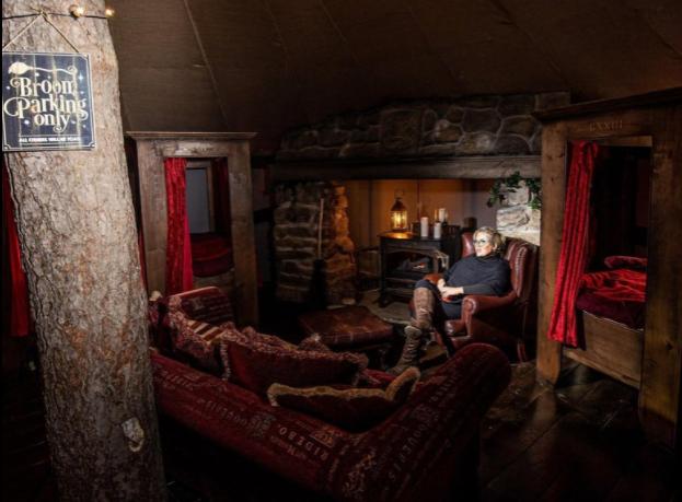 Carol Cavendish pictured in the storybook-themed accommodation.