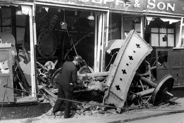 Nothing was safe from the air raids. Joseph's toy shop was damaged in a 1940 raid.