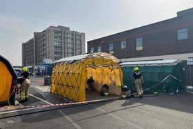 Fire crews spent the morning dealing with a 'chemical incident' at Doncaster Royal Infirmary.